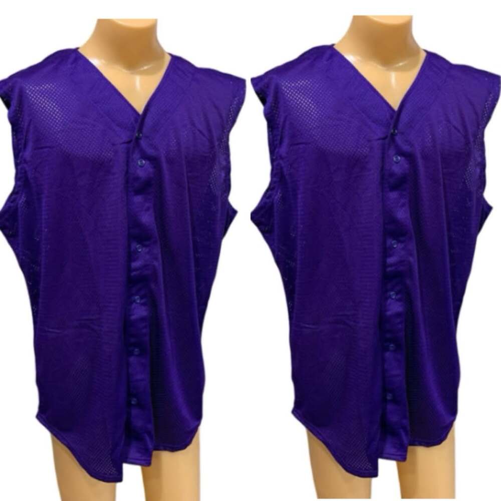 2 New Tag Team Uniform Adult XL Button Down Baseball Mesh Jersey Tank Top Vests
